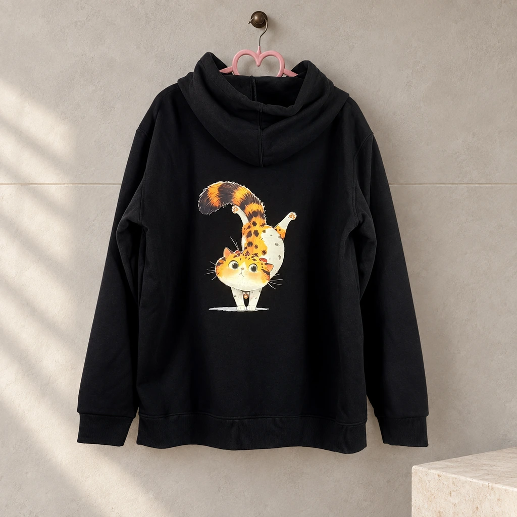 Stretching Cat Hoodie – Black