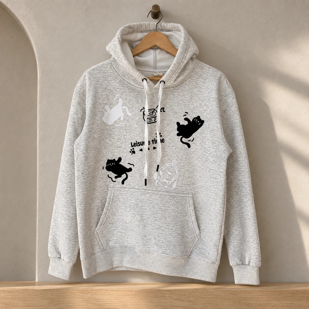 Playful Cats Hoodie – Marle Grey