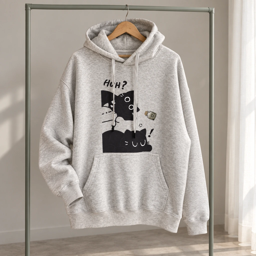 Curious Cats Hoodie – Marle Grey
