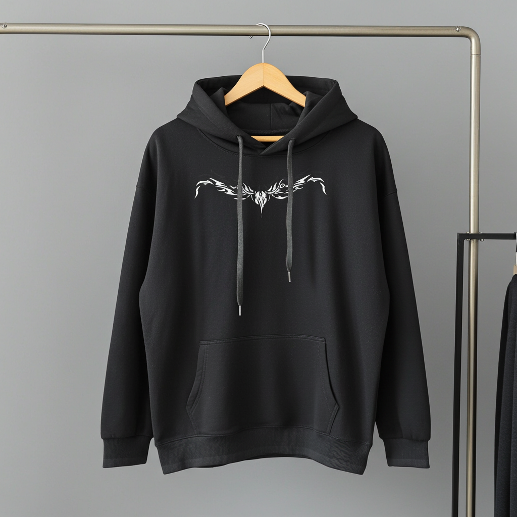 Abstract Wing Hoodie – Black
